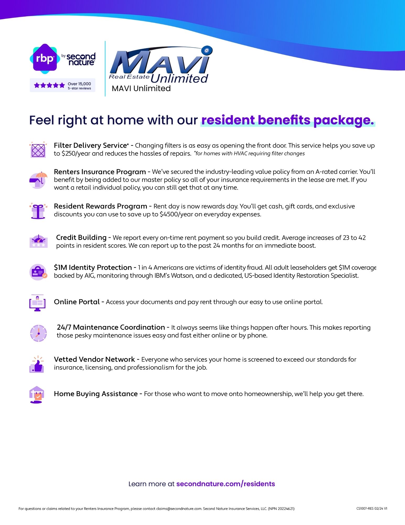 Additional Optional Benefits available through Second Nature